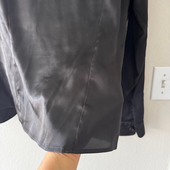 VTG Kenzo jungle black satin button down shirt blouse size 42 Large - Picture 3 of 7